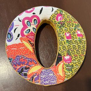 Anthropologie Letter "0" Initial Fabric Covered Quilted Wall Decor Hang Boho